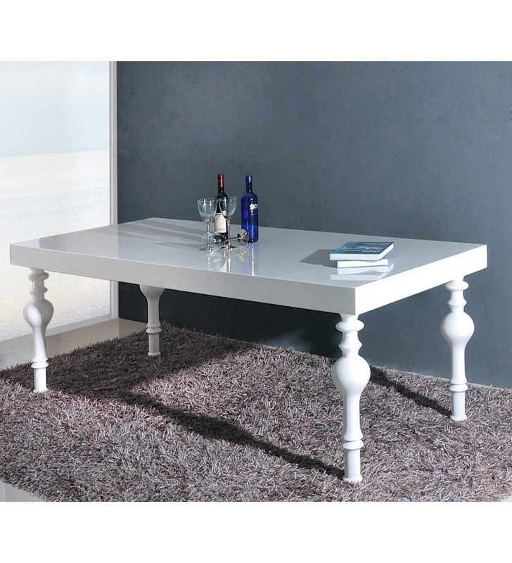 Glossy White Rectangular Dining Table VIG Modrest Nayri Transitional Modern 