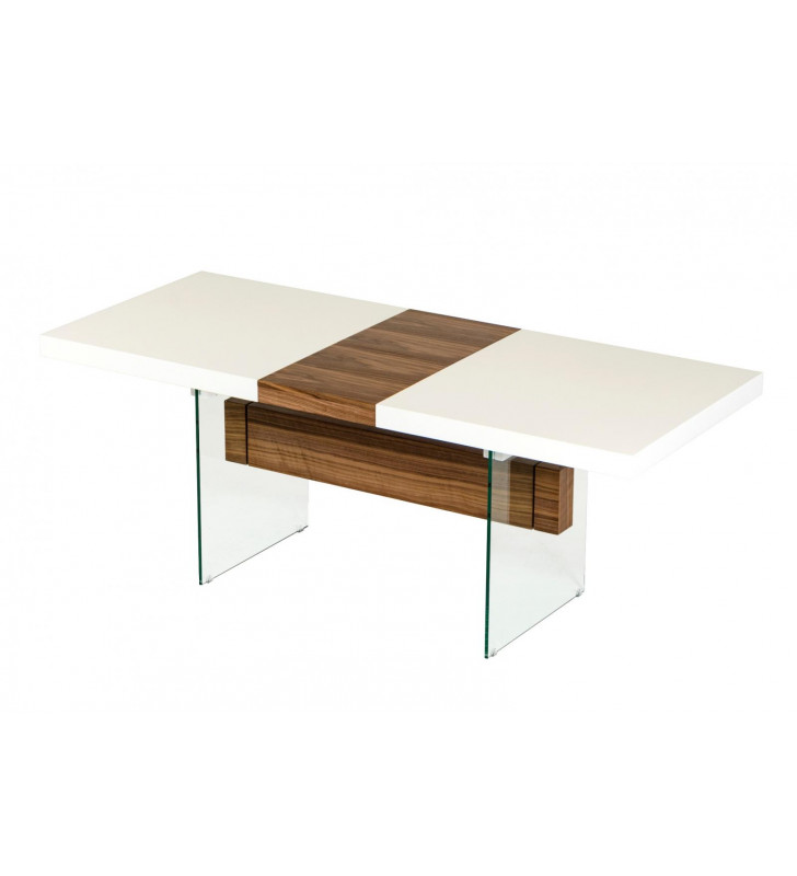 White Walnut Floating Extendable Dining Table VIG Modrest Sven Contemporary 