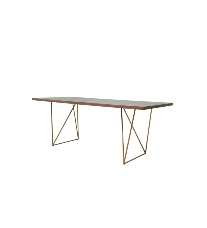 Tobacco & Antique Brass Dining Table VIG Modrest Marcia Modern Contemporary