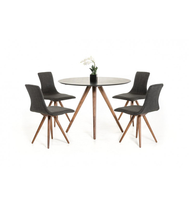 Black Walnut Round Dining Table VIG Modrest Tracer Contemporary Modern