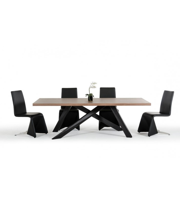 Walnut Black Dining Table VIG Modrest Vanguard Modern Contemporary