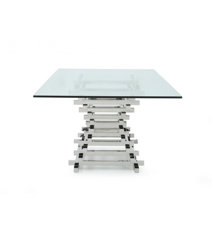 Rectangular Glass Top Dining Table VIG Modrest Crawford Modern Contemporary