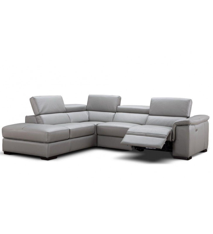 Grey Premium Italian Leather Sectional Sofa LHC Modern J&M Perla
