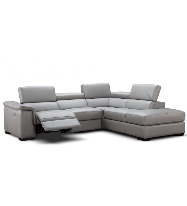 Grey Premium Italian Leather Sectional Sofa RHC Modern J&M Perla