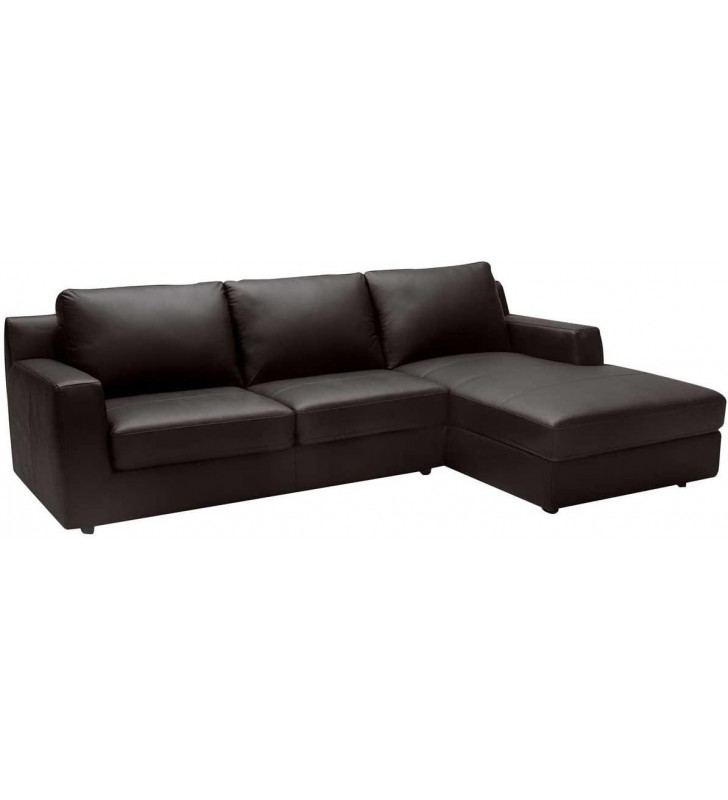 Premium Brown Italian Leather Sectional Sleeper Sofa RHC Modern J&M Taylor 