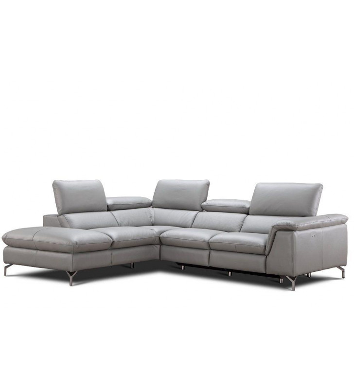 J&M Viola Premium Grey Italian Leather Power Recliner Sectional  Left Hand Case