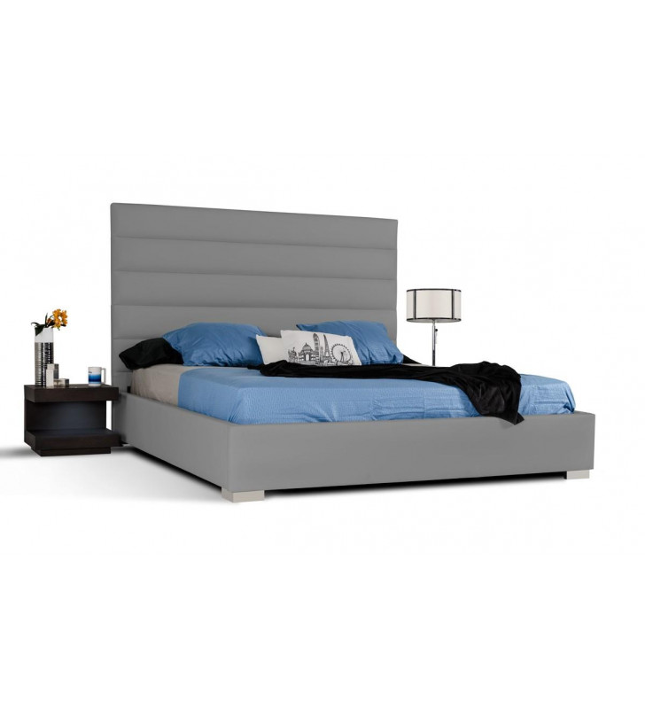 VIG Modrest Kasia Grey Leatherette Queen Bedroom Set 3Pcs Modern Contemporary