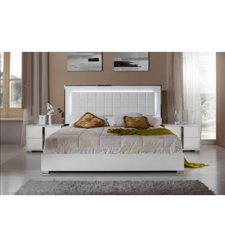 VIG Modrest San Marino Glossy White King Bedroom Set 2Pcs Modern Made In Italy