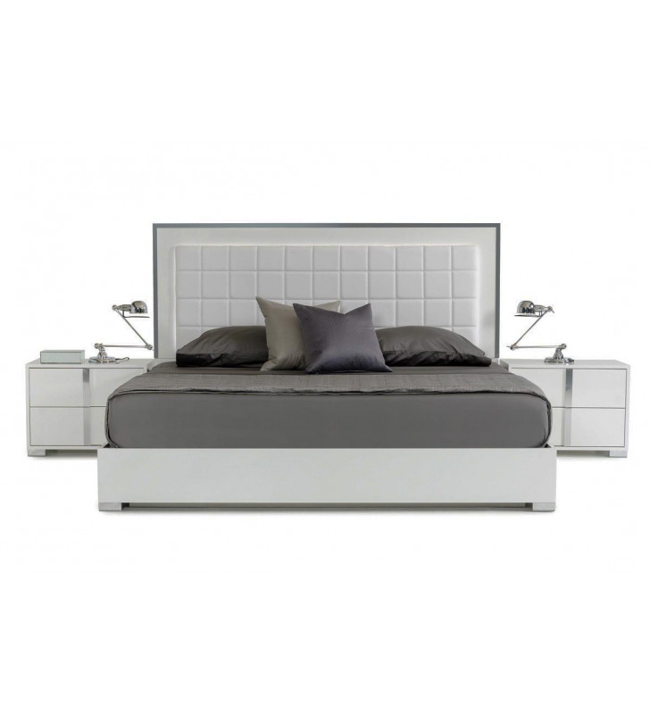 VIG Modrest San Marino Glossy White Queen Bedroom Set 2Pcs Modern Made In Italy