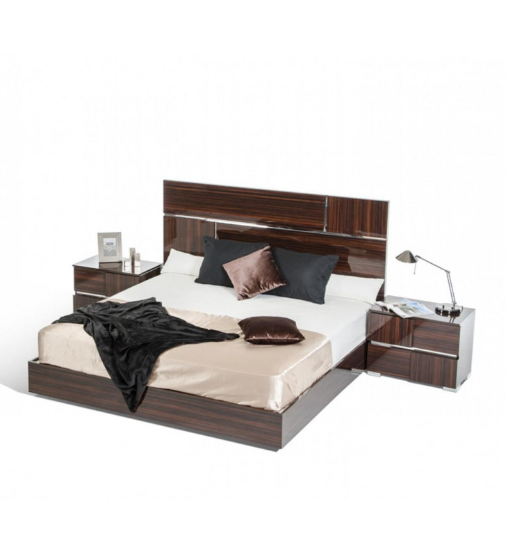 VIG Modrest Picasso Modern Ebony Lacquer Finish Eastern King Platform Bedroom Set 3Pcs Made In Italy