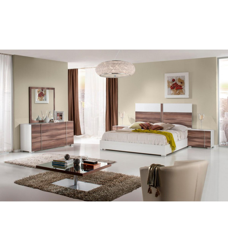 VIG Nova Domus Giovanna White Gloss Cherry King Bedroom Set 5 Pcs Made In Italy