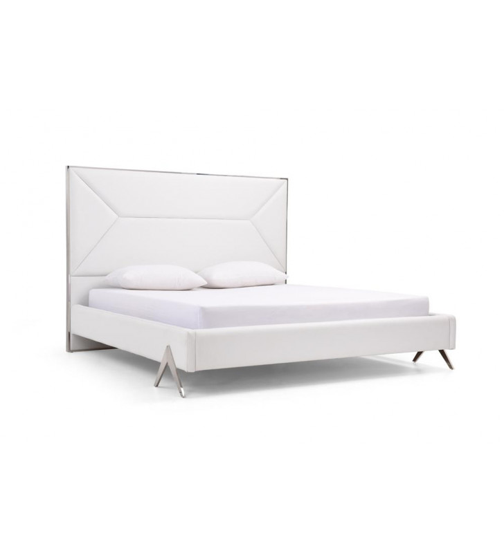 VIG Modrest Candid Modern White Leatherette Queen Platform Bed
