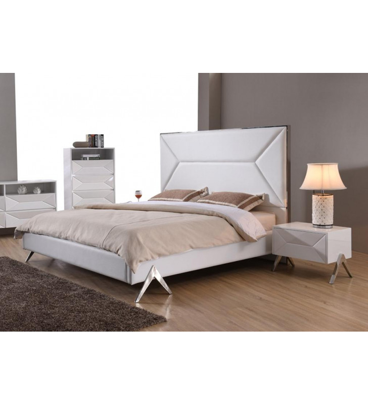 VIG Modrest Candid Modern White Leatherette Queen Platform Bedroom Set 3Pcs