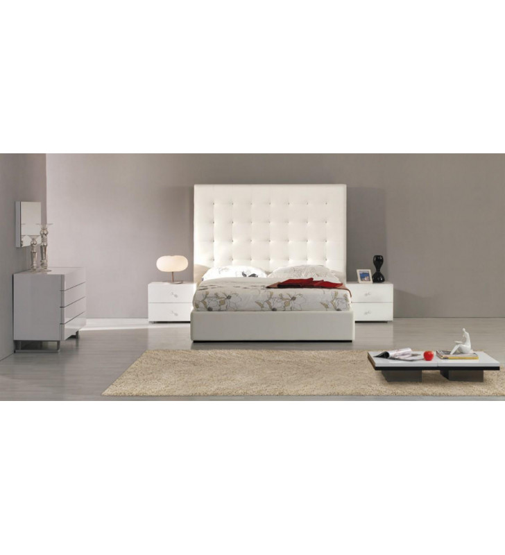 VIG Modrest Lyrica White Leatherette Tall Headboard Cal King Bedroom Set 3Pcs 