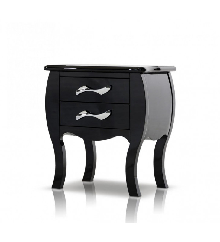 VIG Monte Carlo Black Lacquer Nightstand with Hardwood Legs Modern Contemporary