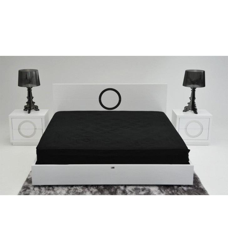 VIG A&X Ovidius Luxury Glossy White Crocodile Texture Cal King Bed Modern