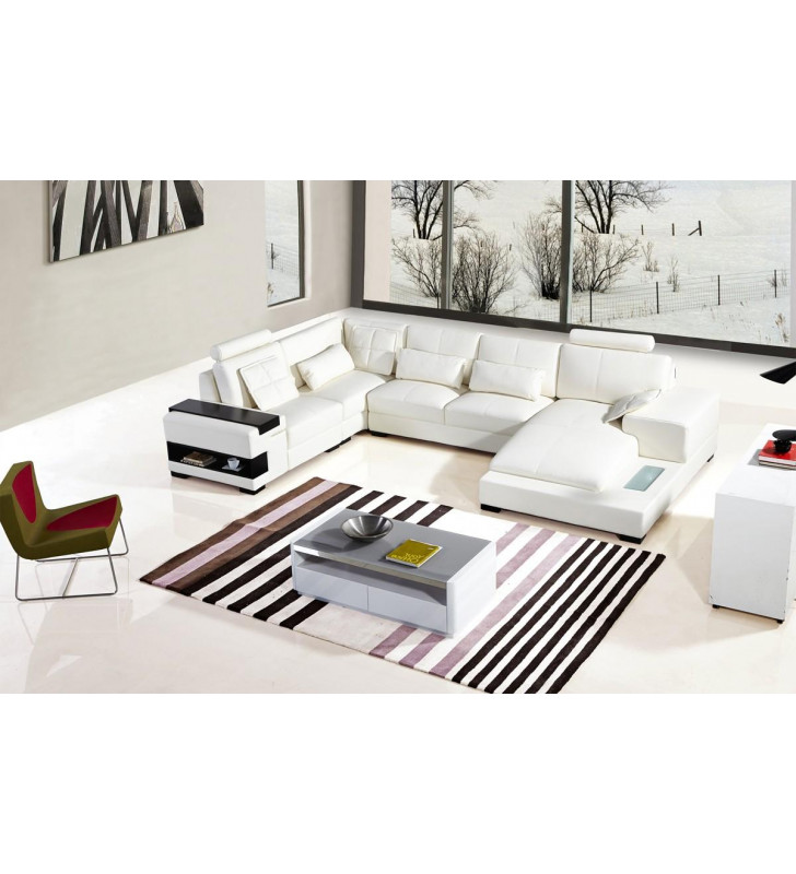 White Bonded Leather Corner Sectional RHC VIG Divani Casa Diamond  SPECIAL ORDER