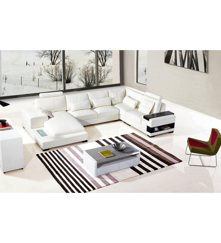 White Bonded Leather Corner Sectional lHC VIG Divani Casa Diamond SPECIAL ORDER