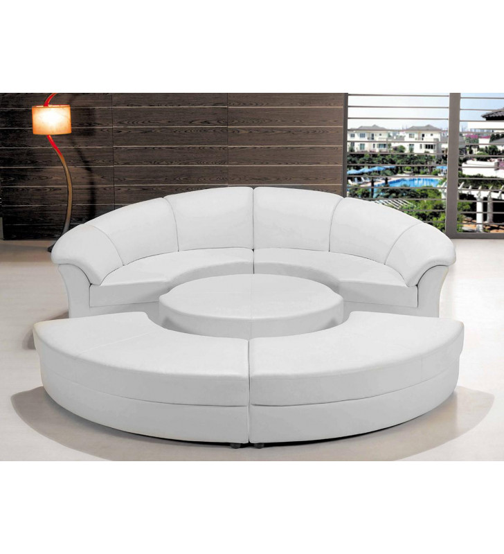 White Bonded Leather Circular Sectional Sofa Set 5Pcs VIG Divani Casa Circle
