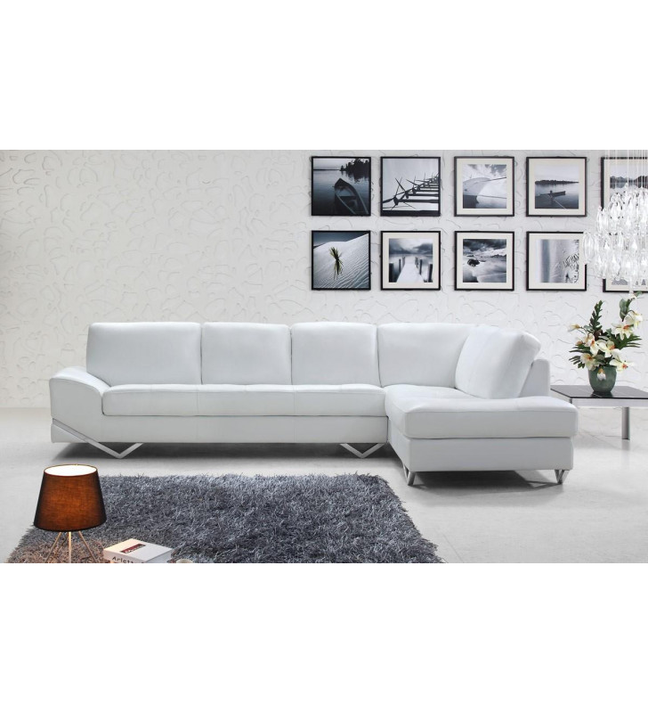 VIG Divani Casa Vanity White Eco-Leather Sectional Sofa Modern Contemporary