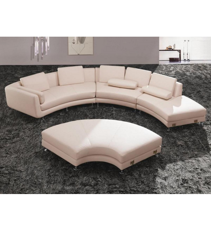 White Eco- Leather Sectional Sofa & Ottoman Set Contemporary VIG Divani Casa A94 