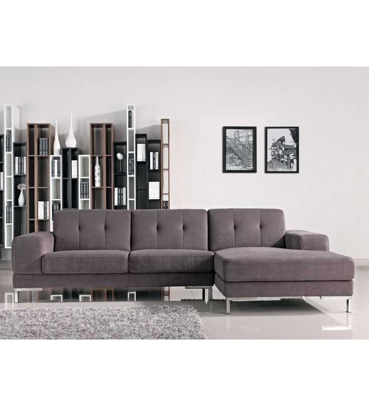 Grey Fabric Sectional Sofa w/ Right Facing VIG Divani Casa Forli Modern 
