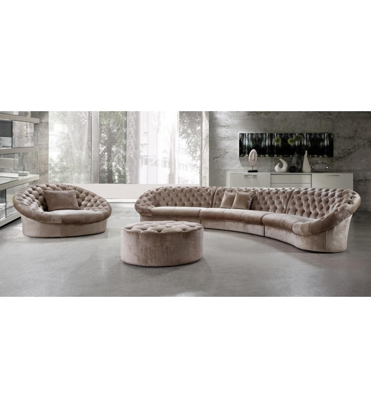 VIG Divani Casa Cosmopolitan Luxury Beige Crystals Tufted Sectional Sofa Set 3Pc