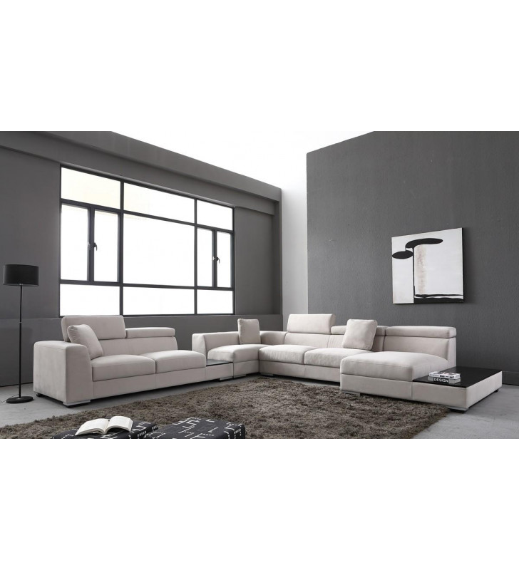 VIG Divani Casa Forte Gray Microfiber Modular Living Room Sectional Sofa