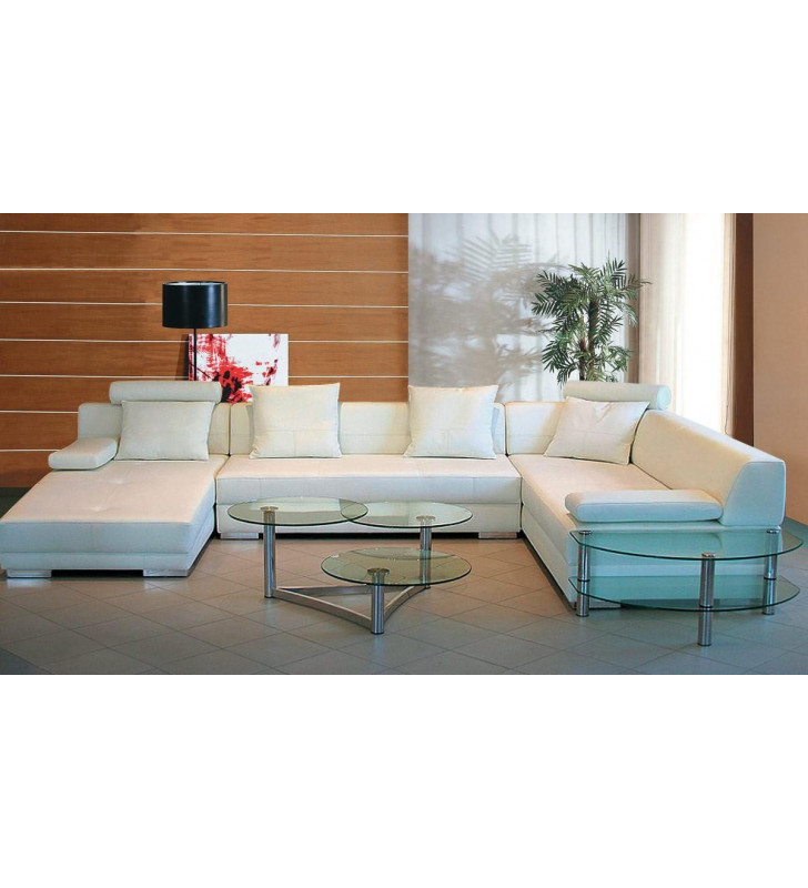White Bonded Leather Sectional Sofa Left VIG Divani Casa 3334 Contemporary 