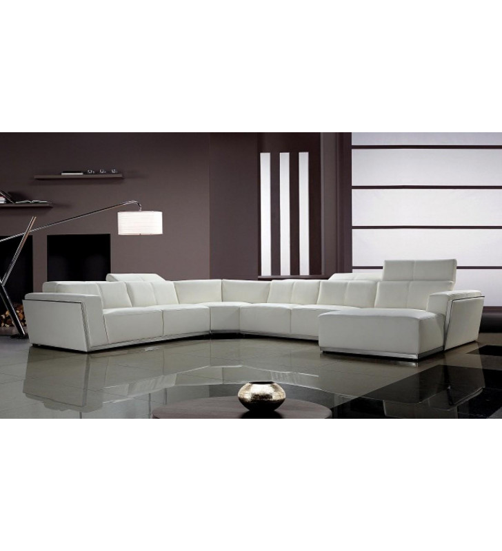 White Genuine Leather Corner Sectional RHC VIG Divani Casa Tempo 