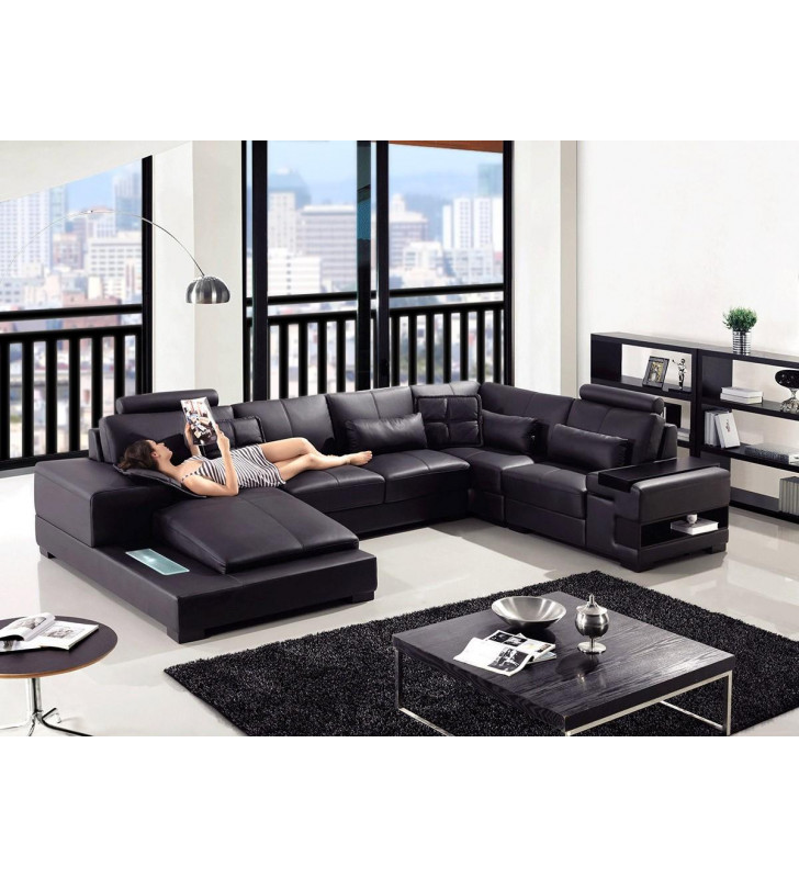 White Bonded Leather Corner Sectional lHC VIG Divani Casa Diamond SPECIAL ORDER