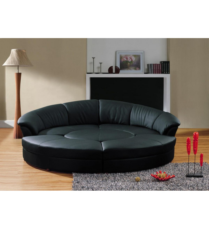  Black Bonded Leather Circular Sectional Sofa Set 5Pcs VIG Divani Casa Circle