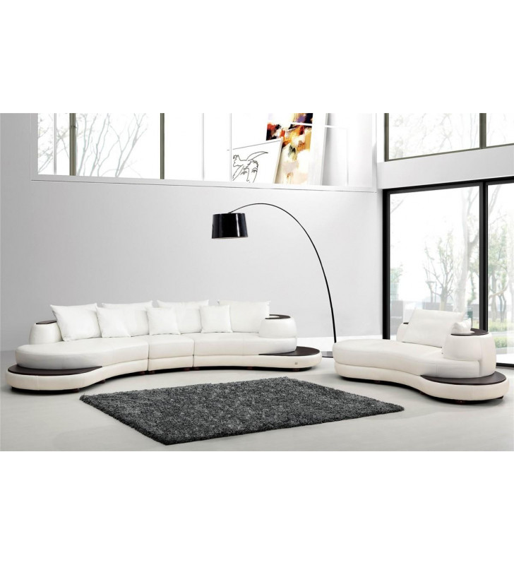 Rounded White Bonded Leather Sectional Sofa Set 2Pcs VIG Modern Divani Casa 109 
