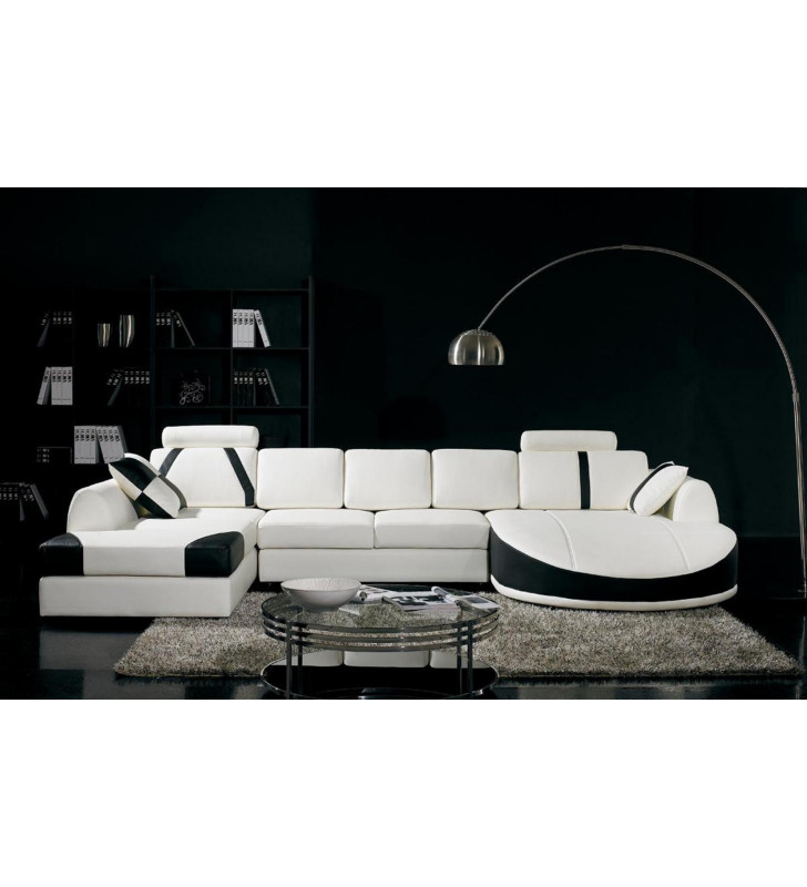 White & Black Eco-Leather Sectional Sofa Modern VIG Divani Casa T57 SPECIAL ORDER