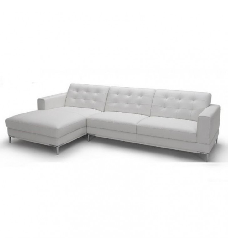 White Italian Leather Sectional Sofa LHC Modern J&M 1365 SPECIAL ORDER
