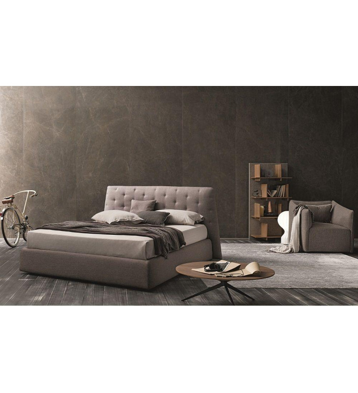 J&M Atrium Modern Style Taupe Grey Fabric Storage King Size Platform Bed 