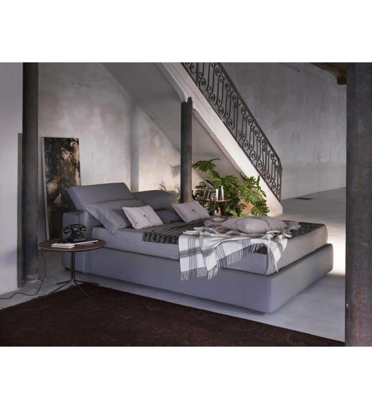 J&M Tower Contemporary Grey Eco Leather Storage King Size Platform Bed ITALY