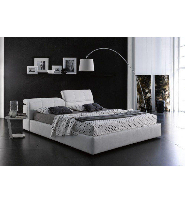 J&M Tower Contemporary White Eco Leather Storage King Platform Bed MADE IN ITALY