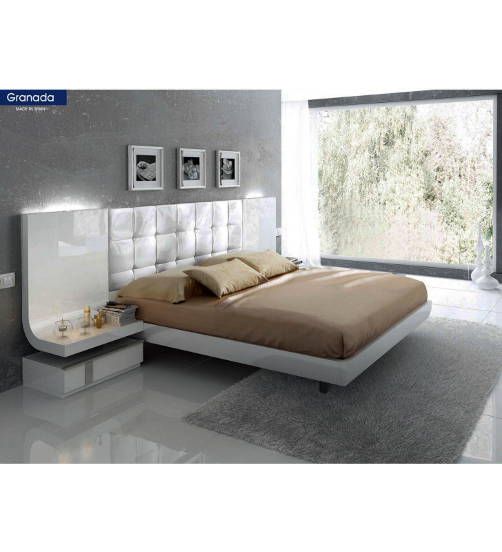 ESF Granada Glossy White King Bedroom Set 3Pcs Contemporary Made in Spain