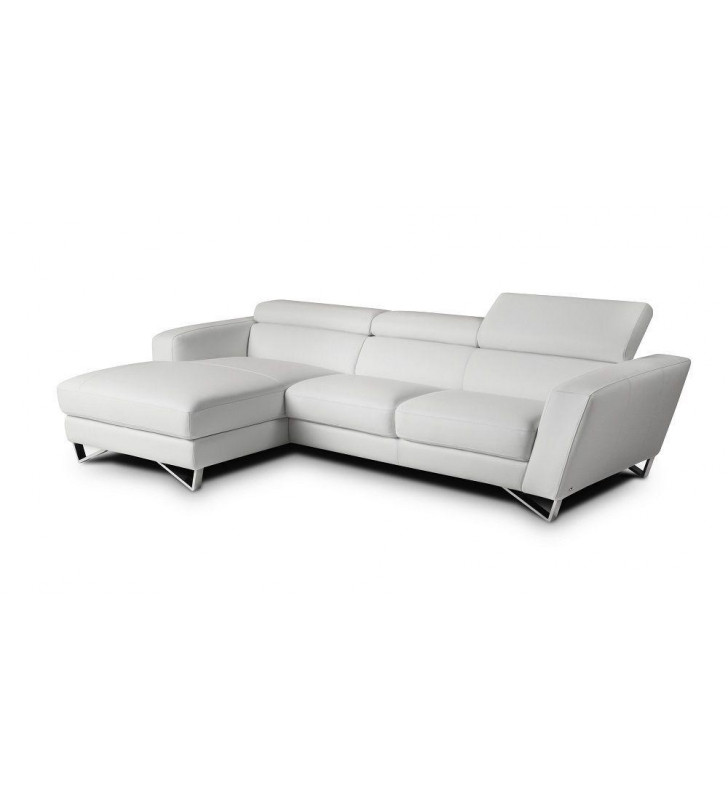 Fashionable White Top Grain Italian Leather Sectional Sofa LHC J&M Sparta Mini 