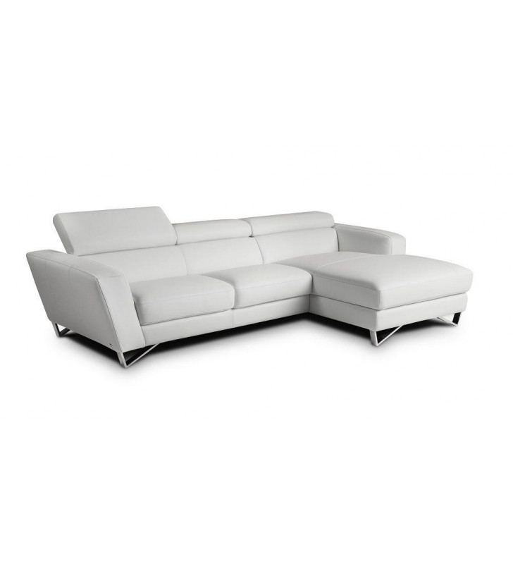 Fashionable White Top Grain Italian Leather Sectional Sofa RHC J&M Sparta Mini 