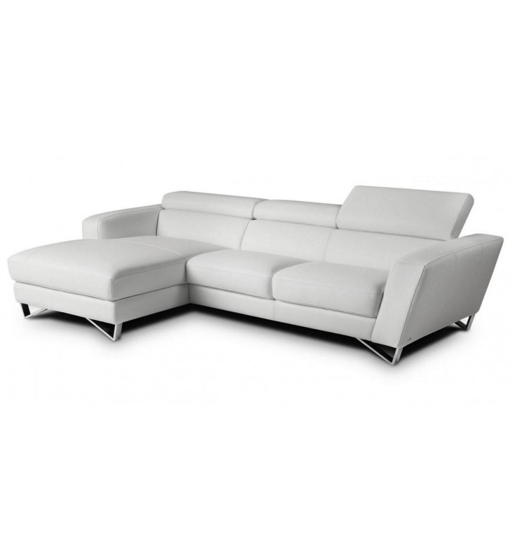 Fashionable White Top Grain Italian Leather Sectional Sofa LHC J&M Sparta 