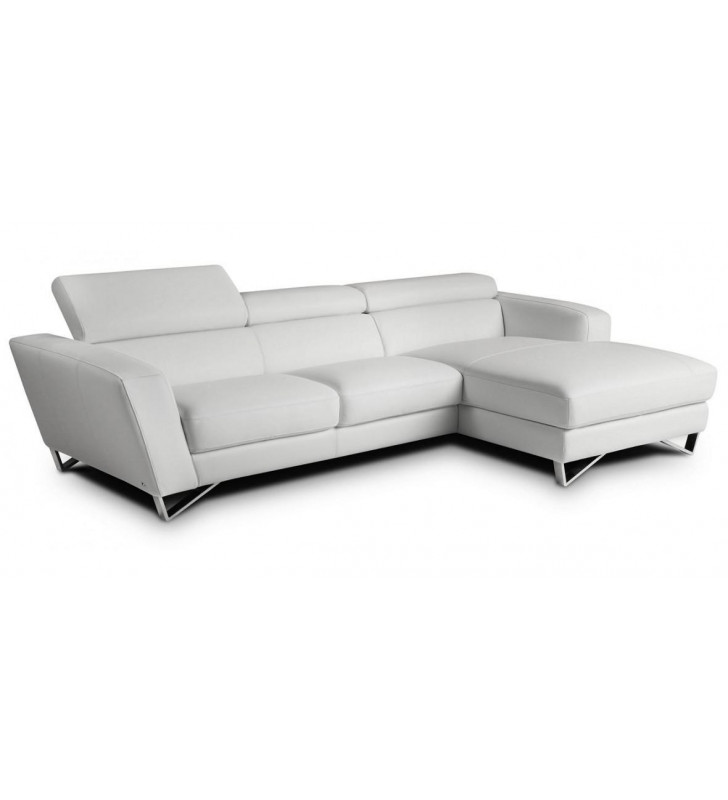Fashionable White Top Grain Italian Leather Sectional Sofa RHC J&M Sparta 