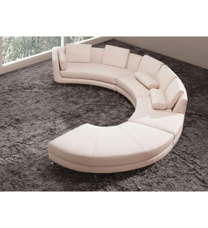 Cream Eco-Leather Sectional Sofa & Ottoman Set Contemporary VIG Divani Casa A94 SPECIAL ORDER