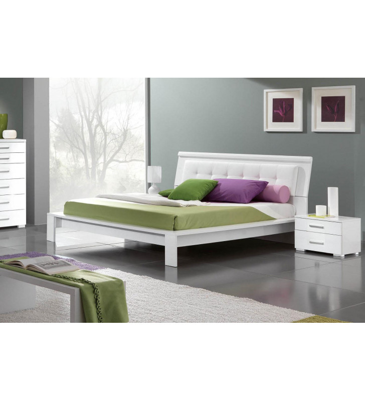 ESF Geko Momo Modern White High Gloss Finish Queen Size Bed Bedroom Set 3Pcs