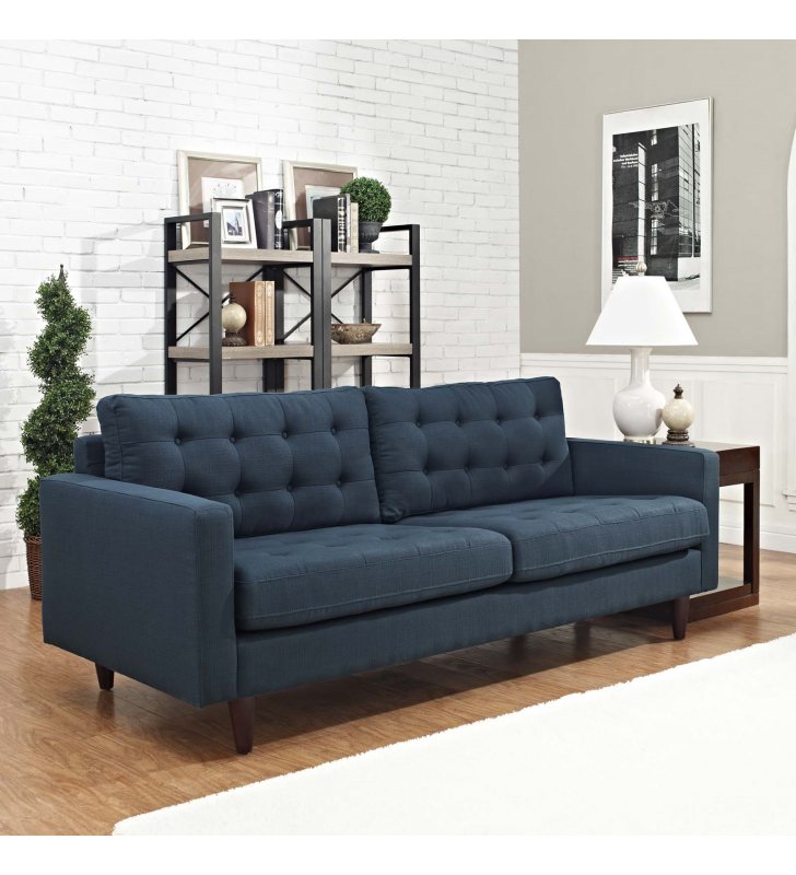Empress Upholstered Fabric Sofa in Azure - Lexmod