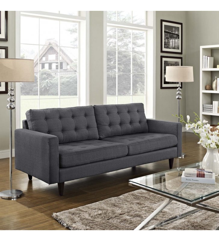Empress Upholstered Fabric Sofa in Gray - Lexmod