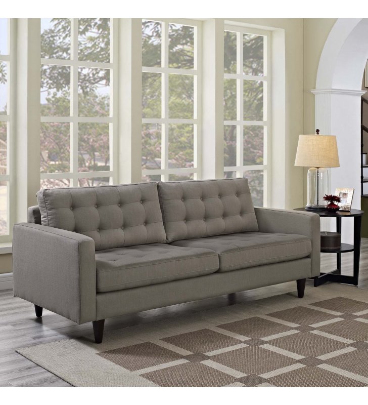 Empress Upholstered Fabric Sofa in Granite - Lexmod