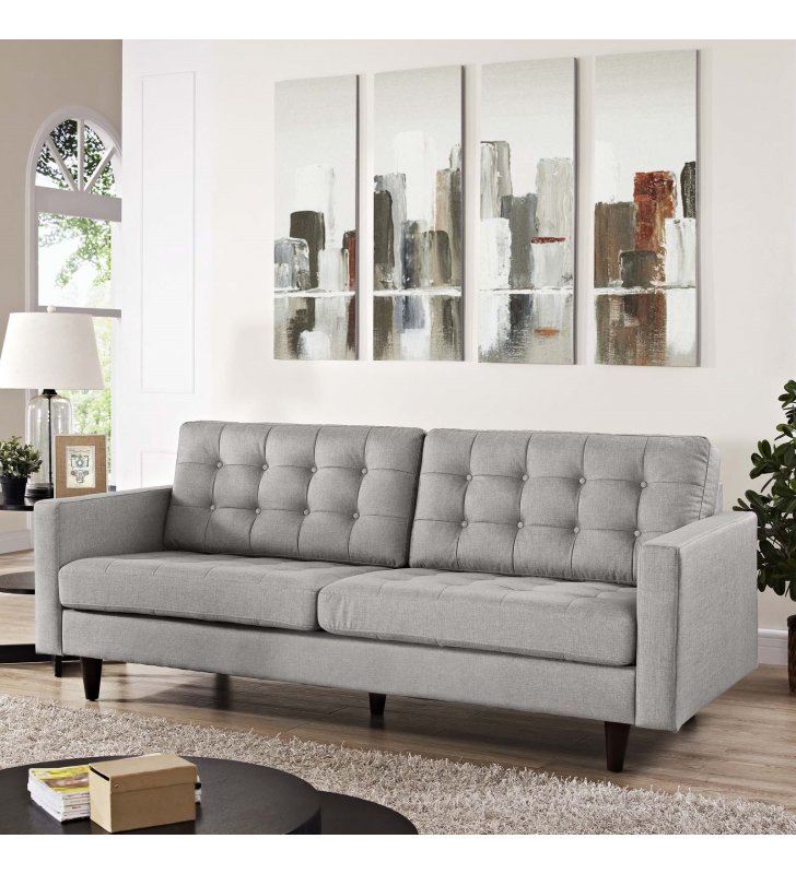 Empress Upholstered Fabric Sofa in Light Gray - Lexmod
