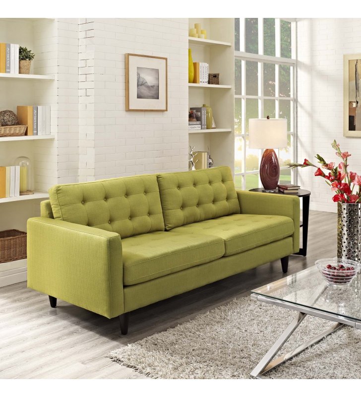 Empress Upholstered Fabric Sofa in Wheatgrass - Lexmod